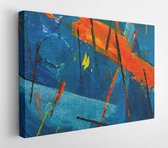 Blauw oranje en zwart abstract schilderij - Modern Art Canvas - Horizontaal - 1550562 - 50*40 Horizontal