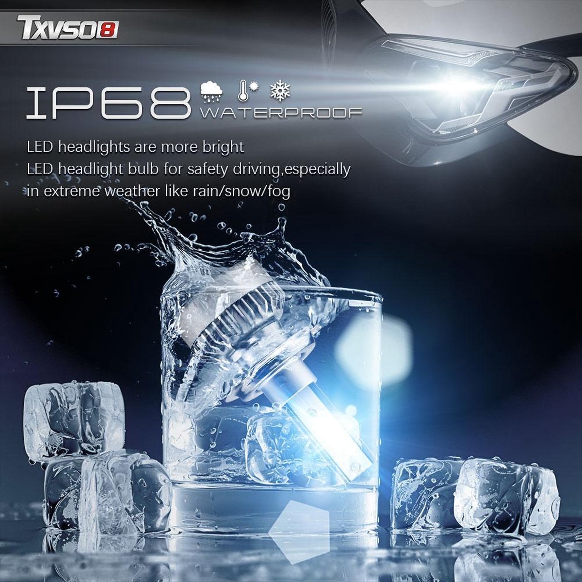 H8 / H9 / H11 LED lamp 20000 Lumen (set 2 stuks) incl CANbus EMC CHip 6500k Ultra-bright Wit Korte inbouw diepte /100 Watt Motor / Auto / Scooter / Motor /Dimlicht / Grootlicht / Koplampen / Autolamp / Lampen / Autolampen / CANbus adapter 12v – foto 6