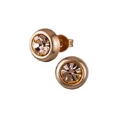 Zilveren oorbellen | Oorstekers | Rose gold plated oorstekers, kristal in meerdere kleuren