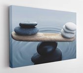 Onlinecanvas - Schilderij - Zorgvuldig Uitgebalanceerde Zwarte En Witte Stenen In Water Art Horizontaal Horizontal - Multicolor - 50 X 40 Cm
