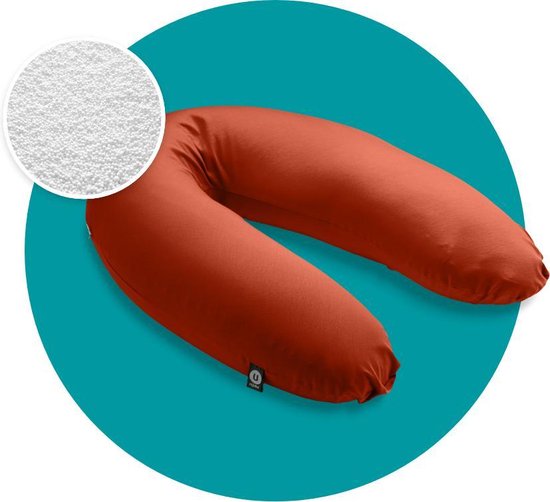 Voedingskussen - Mjuka® Voedingskussen Microparels - Babykussen - 180 cm - Afneembare Soft Cotton hoes - Brique
