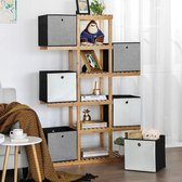 SONGMICS Set van 6 opbergboxen, zijkanten wit, grijs en zwart, opvouwbare stoffen doos voor kleding, vouwdoos, speelgoed organizer, 30 x 30 x 30 cm ROB30WB