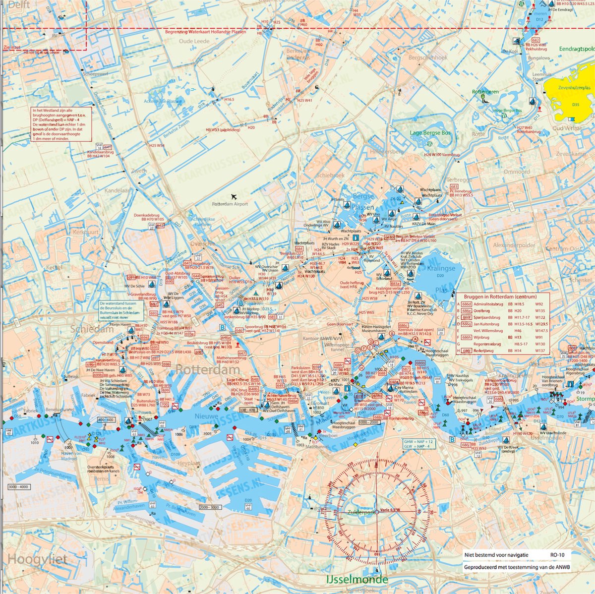 Kaartkussen incl vulling 50x50cm rotterdam