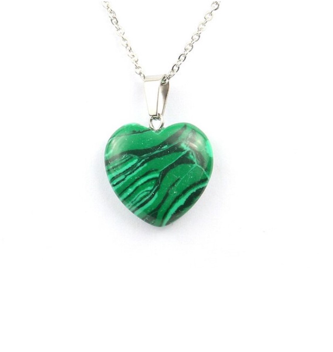 Malachiet Hartje - Natuursteen - ketting - hanger - natuursteen - wicca