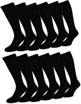 Socke/1 x 6 Paar Heren Kniekousen/Dames Kniekousen/Hoge Sokken/Kleur Zwart Maat 43-46/Sokken Heren/Sokken Dames
