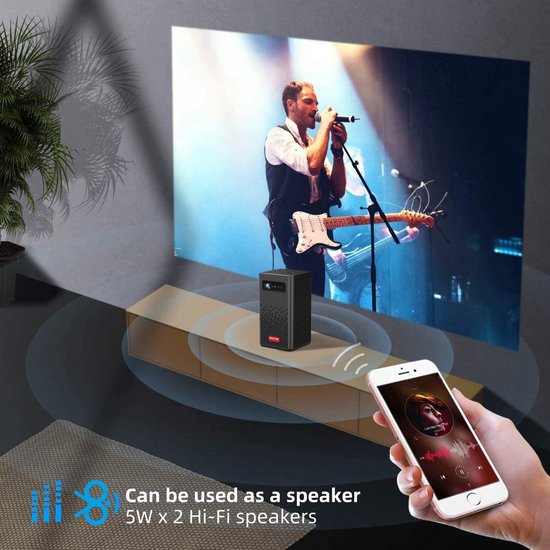 Byintek - Smart Mini Beamer - Android - Apple AirPlay - Screen Mirroring - Ingebouwde Accu - HDMI-USB - byintek
