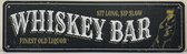 Whiskey Bar 35x10cm Reclamebord van metaal METALEN-WANDBORD - MUURPLAAT - VINTAGE - RETRO - HORECA- BORD-WANDDECORATIE -TEKSTBORD - DECORATIEBORD - RECLAMEPLAAT - WANDPLAAT - NOSTA