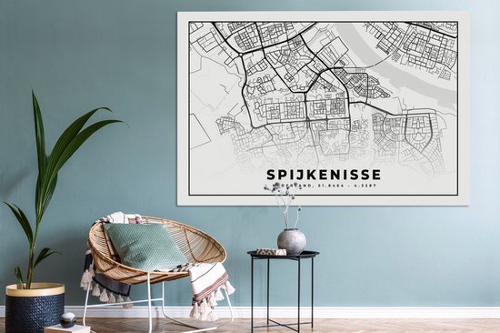 Tableau sur toile Carte - Spijkenisse - Nederland - 180x120 cm - Décoration murale XXL