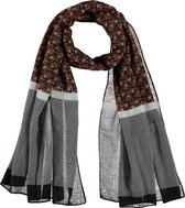 Sjaal Dames Zwart Grijs Met Bloemen Print