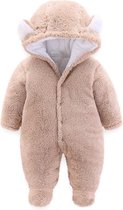 Extra Dikke Winter Beren Onesie Jumpsuit Baby - Maat 80 - Bruin