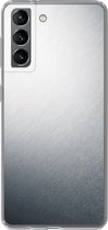 Geschikt voor Samsung Galaxy S21 hoesje - Metaal print - Grijs - Zwart - Wit - Siliconen Telefoonhoesje