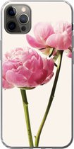 Geschikt voor iPhone 12 Pro Max hoesje - Bloemen - Bloesem - Roze - Siliconen Telefoonhoesje