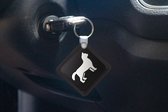 Porte-clés Animaux illustration fond noir - Une illustration d'un chien sur fond noir Porte-clés plastique - Porte-clés carré avec photo