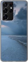 Geschikt voor Samsung Galaxy S21 Ultra hoesje - Noordzee - Storm - Water - Siliconen Telefoonhoesje