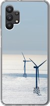 Geschikt voor Samsung Galaxy A32 5G hoesje - Noordzee - Windmolen - Zon - Siliconen Telefoonhoesje