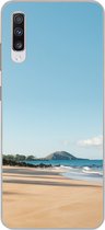 Geschikt voor Samsung Galaxy A70 hoesje - Strand - Zomer - Palmbomen - Siliconen Telefoonhoesje