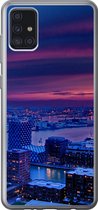 Geschikt voor Samsung Galaxy A52 5G hoesje - Rotterdam - Lucht - Roze - Siliconen Telefoonhoesje