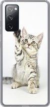 Geschikt voor Samsung Galaxy S20 FE hoesje - Kitten - Poot - Wit - Meisjes - Kinderen - Jongens - Kind - Siliconen Telefoonhoesje