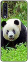 Geschikt voor Samsung Galaxy A50 hoesje - Panda - Gras - Dier - Siliconen Telefoonhoesje