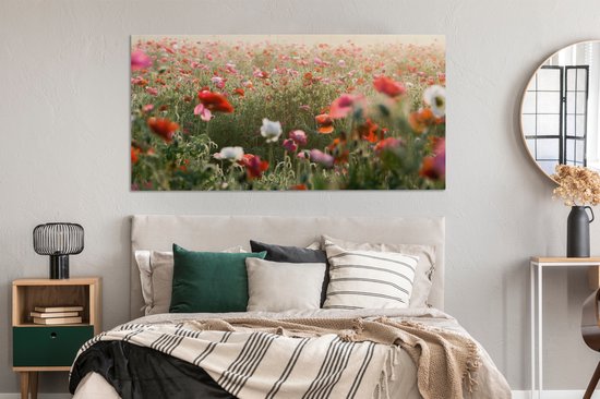 Toile Peinture Coquelicot - Couleurs - Pastel - 160x80 cm - Décoration murale