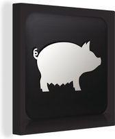 Une illustration d'un cochon sur une toile de fond noir 20x20 cm - petit - Tirage photo sur toile (Décoration murale salon / chambre) / Animaux sauvages Peintures sur toile