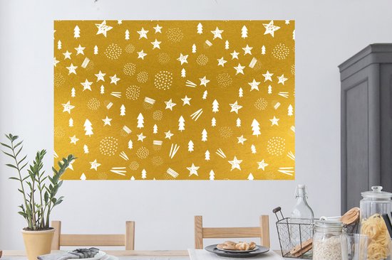 Stickers muraux - Noël - Or - Motif - 120x80 cm - Feuille adhésive