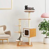 Krabpaal voor huisdieren - Huisappartement - Krabpaal voor katten met meerdere niveaus - voor katten - Klimboom in hout - Krabpaaltorens