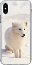 Geschikt voor iPhone Xs hoesje - Vos - Sneeuw - Wit - Siliconen Telefoonhoesje