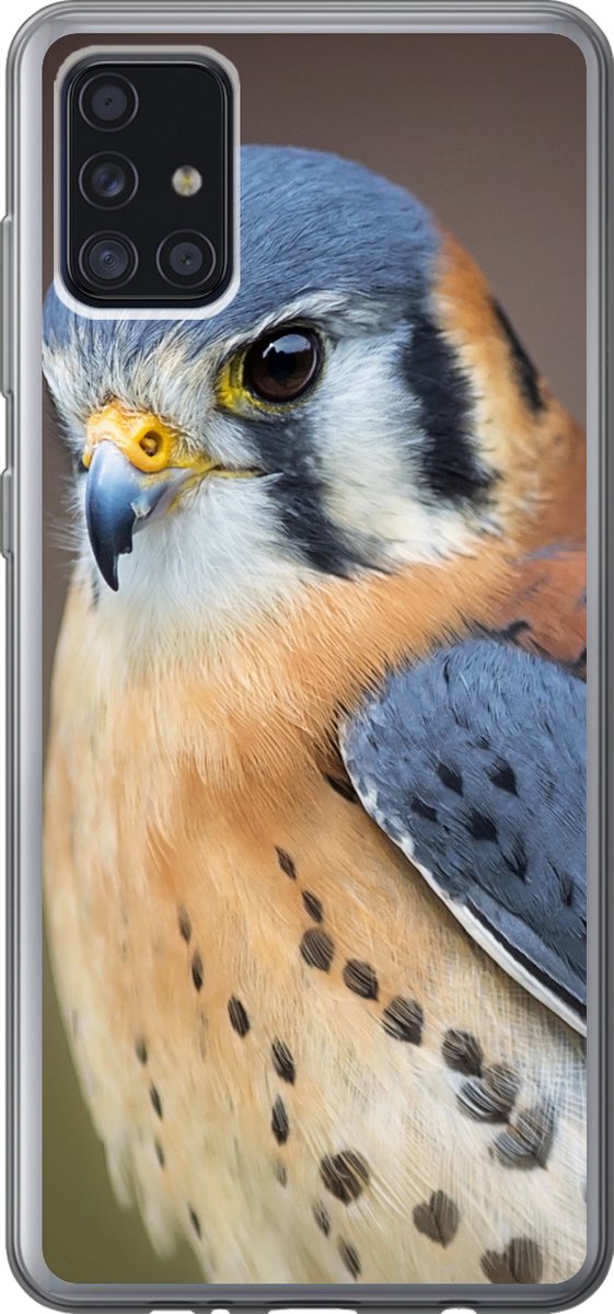 Telefoonhoesje Geschikt voor Samsung Galaxy A52 5G hoesje - Vogel - Macro - Blauw - Siliconen Telefoonhoesje Telefoonhoesje