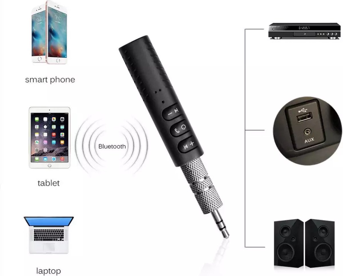 Bluetooth Adapter - Bluetooth In De Auto - Receiver - Auto Ontvanger - Adapter - Aux - Auto Accessoires - Merkloos
