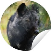Tuincirkel Wolf - Macro - Bladeren - 60x60 cm - Ronde Tuinposter - Buiten