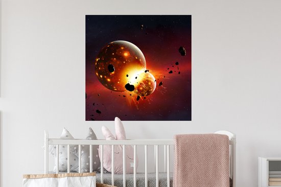 Muurstickers - Sticker Folie - Een illustratie van een jonge aarde - 80x80 cm - Plakfolie - Muurstickers Kinderkamer - Zelfklevend Behang - Zelfklevend behangpapier - Stickerfolie