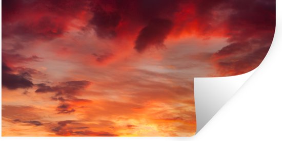 Stickers muraux - Nuages - Soleil - Rouge - 40x20 cm - Feuille adhésive