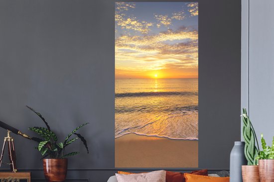 Stickers muraux - Film autocollant - Plage - Coucher de soleil - Mer - 80x160 cm - Film adhésif - Stickers muraux Chambre d'enfant - Papier peint autocollant