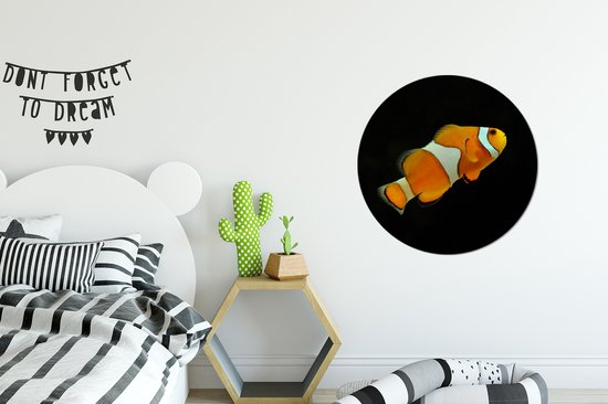 Wall Circle - Wall Circle Indoor - Poisson - Ligne - Zwart - ⌀ 60 cm - Décoration murale - Peintures Ronds