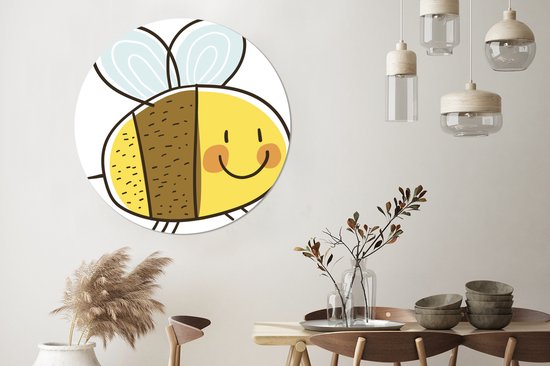 Une illustration d'une abeille joyeuse Cercle mural aluminium ⌀ 140 cm