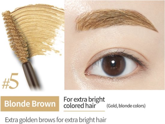 Etude House Color My Brows Brow Mascara - Browcara - Blondie Brown #05 - Korean Beauty - Blonde Wenkbrauwgel - Brow Volume - Wenkbrauwen Shapen - Borstel Wenkbrauwen in Model Brengen - Blonde Brows - ETUDE