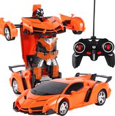 2-in-1 op afstand bestuurbare auto transformeerbaar in een robot - met afstandsbediening - speelgoed auto -  transformers - Afstandsbestuurbare auto -  Lamborghini - ORANJE