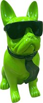 Franse bulldog - Hond - Beeld - Decoratie - Met bril - Lime - Groen