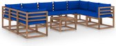 vidaXL 10-delige Loungeset met blauwe kussens