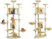 Katten krabpaal 200 cm - 6 etages - zacht velours - urenlang speelplezier -  kattenhuisjes - 5 platformen - kado tip