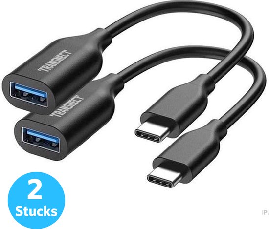TRANSNECT ® - 2x - USB C naar USB A - USB A naar USB C Kabel - USB 3.1 Adapter- 10Gbps - Zwart