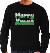 Merry xmas foute Kersttrui - zwart - heren - Kerstsweaters / Kerst outfit L