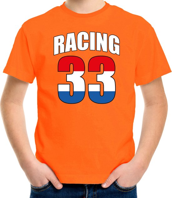Racing 33 supporter / race fan t-shirt oranje voor kinderen - race fan / race supporter / coureur supporter 134/140
