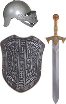 Ridder verkleed set helm zwaard en schild - Carnaval/ridders thema feest verkleed acessoires