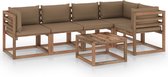 Decoways - 6-delige Loungeset pallet met kussens geïmpregneerd grenenhout