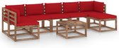 Decoways - 8-delige Loungeset met rode kussens