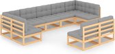 Decoways - 9-delige Loungeset met kussens massief grenenhout