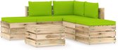 Decoways - 6-delige Loungeset met kussens groen geïmpregneerd hout