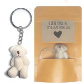 Sleutelhanger teddy beertje in cadeau zakje - knuffel voor jou | Bedankt
